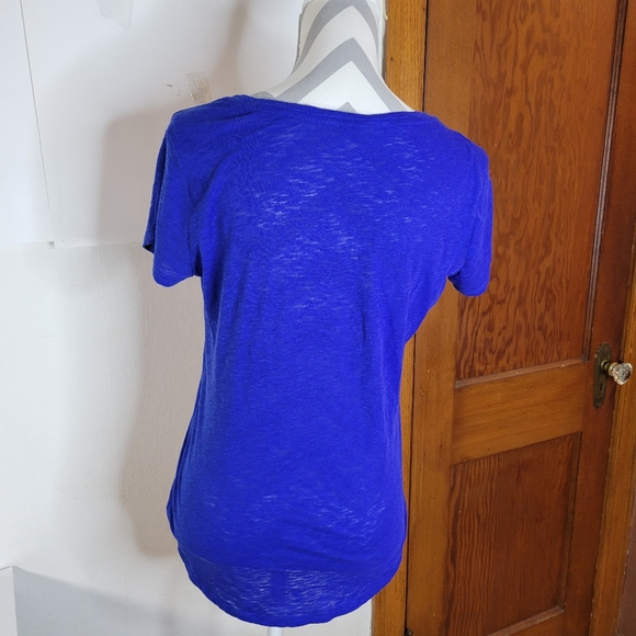 Womens Athleta Short Sleeve T-Shirt Cotton Poly Blend in bright Blue Size Small - Picture 5 of 9